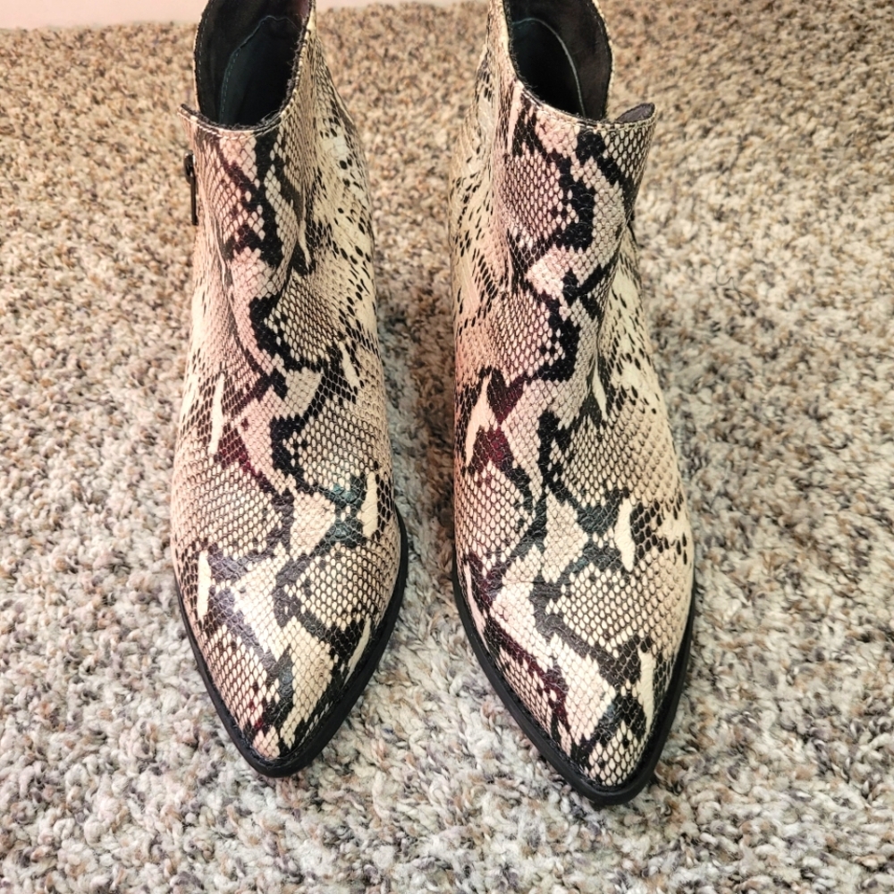 Seychelles Snakeskin Block Heel Booties